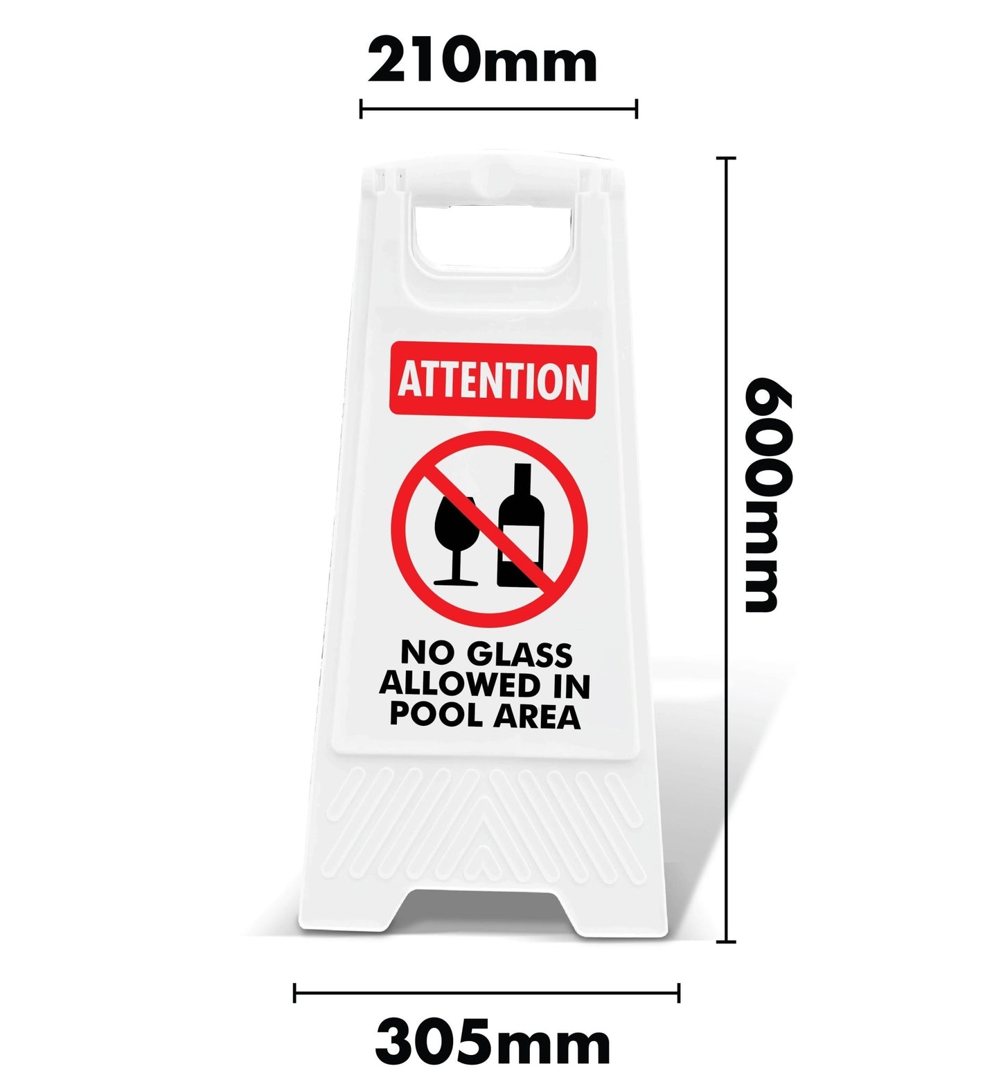 White A - Frame - Attention No Glass Allowed In Pool Area - New Signs