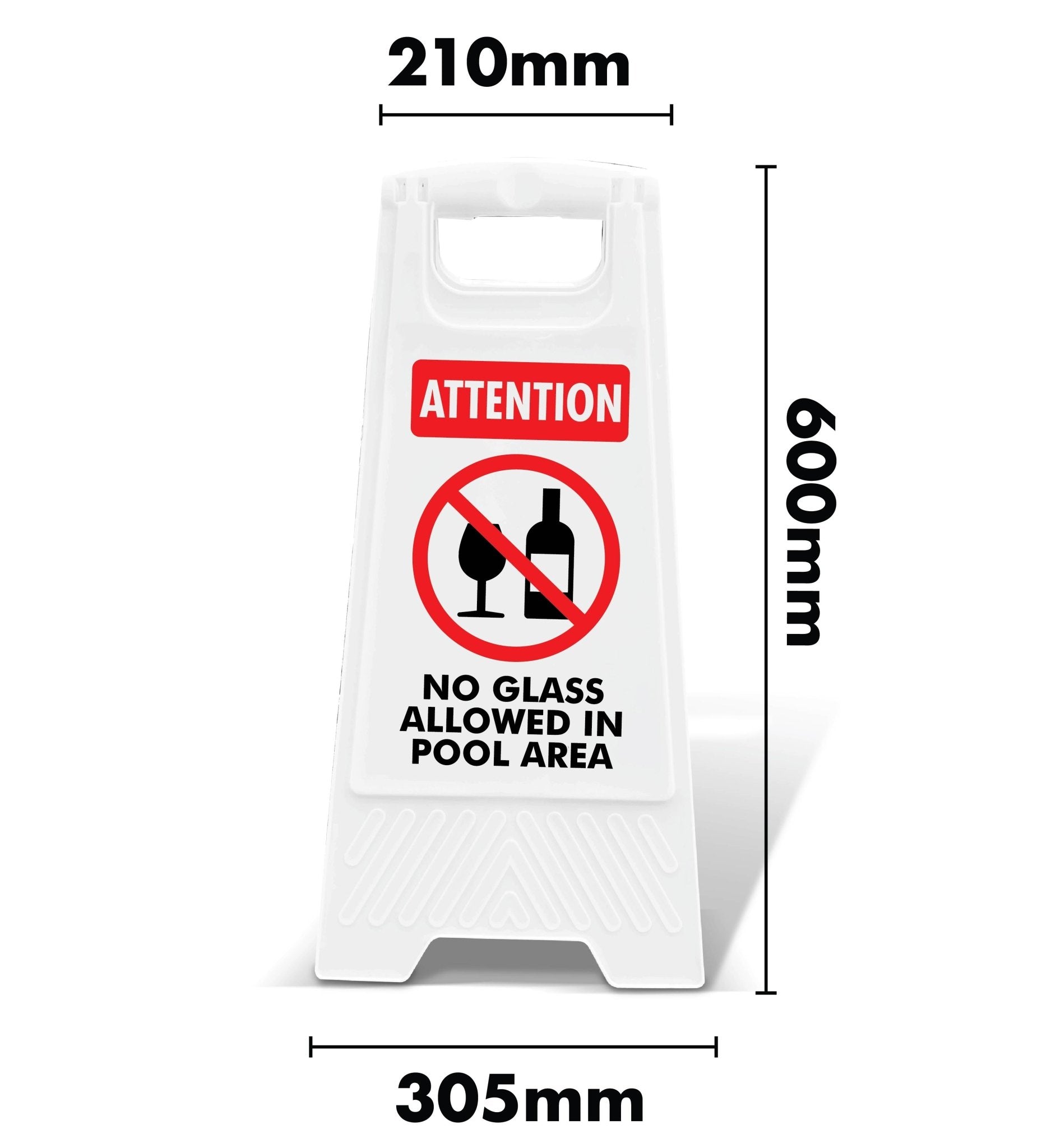 White A - Frame - Attention No Glass Allowed In Pool Area - New Signs