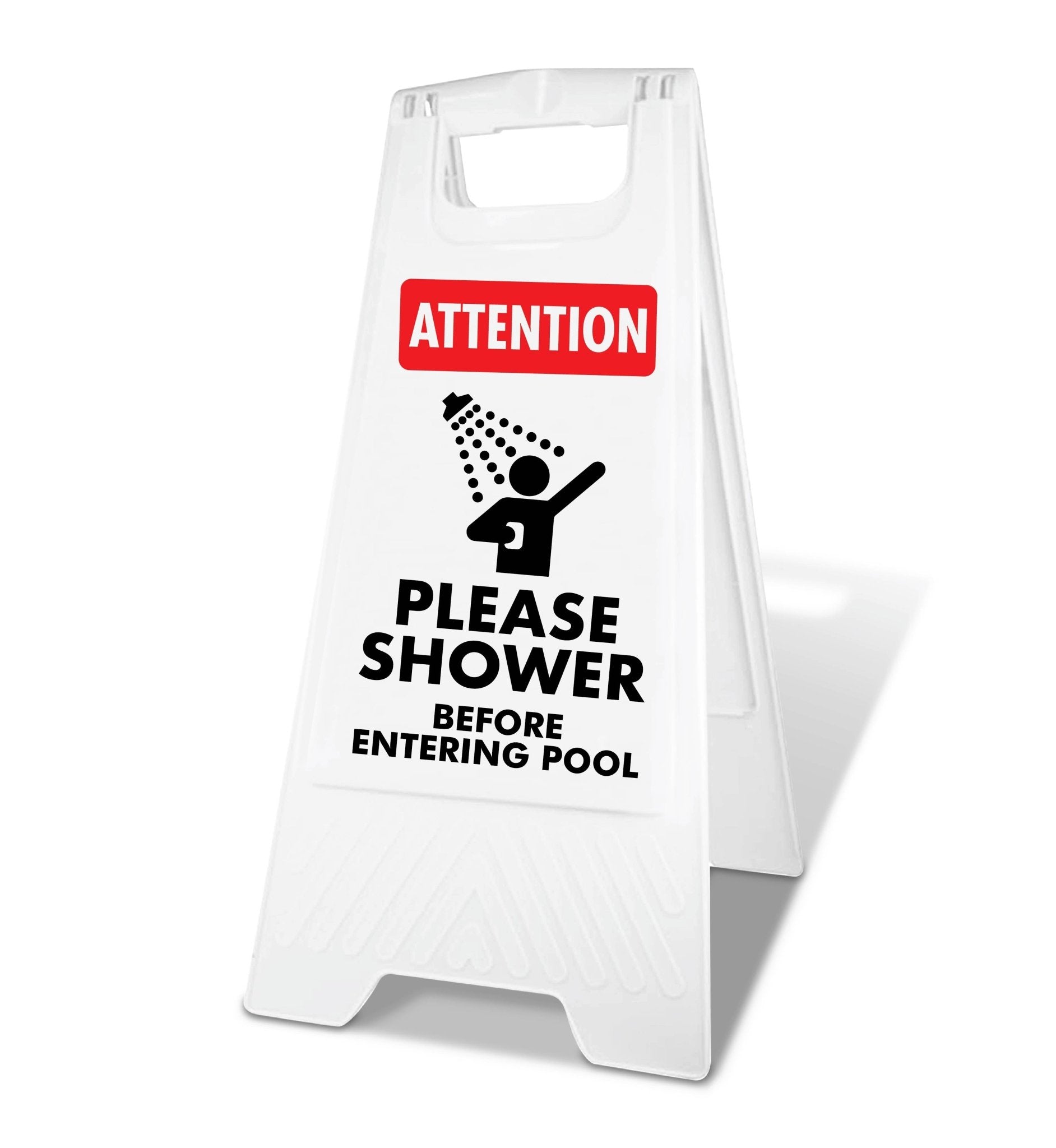 White A - Frame - Attention Please Shower Before Entering Pool - New Signs