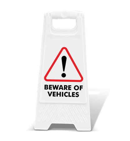 White A - Frame - Beware Of Vehicles - New Signs