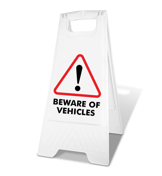 White A - Frame - Beware Of Vehicles - New Signs