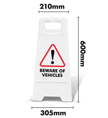 White A - Frame - Beware Of Vehicles - New Signs