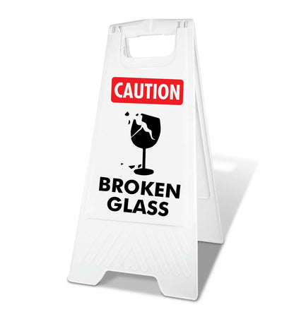 White A - Frame - Caution Broken Glass - New Signs