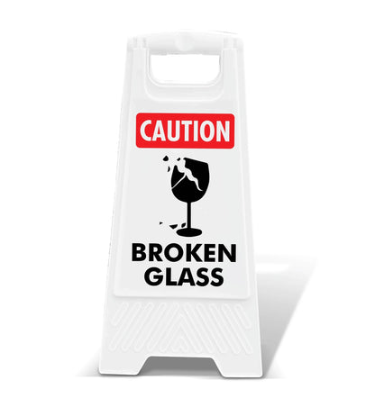White A - Frame - Caution Broken Glass - New Signs