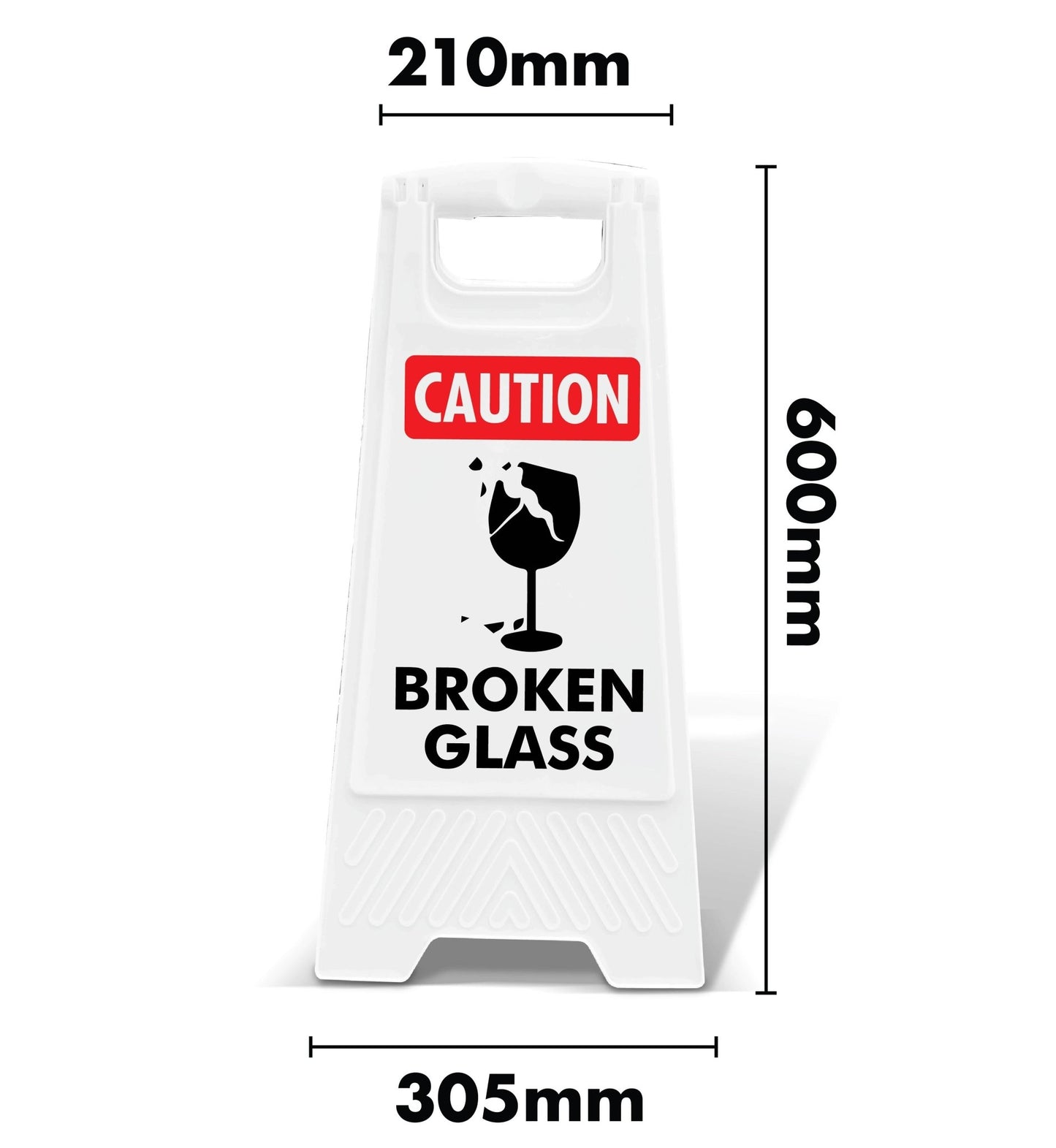 White A - Frame - Caution Broken Glass - New Signs