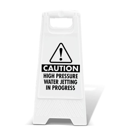 White A - Frame - Caution High Pressure Water In Jetting - New Signs