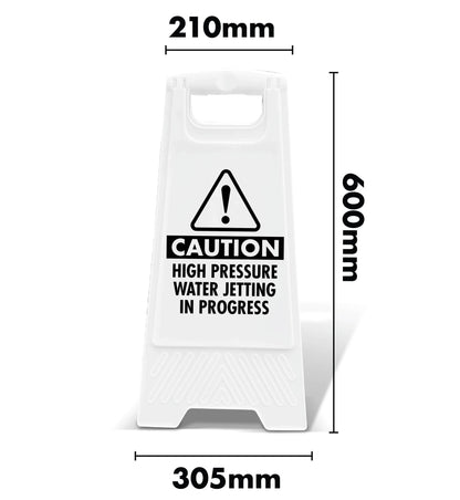 White A - Frame - Caution High Pressure Water In Jetting - New Signs