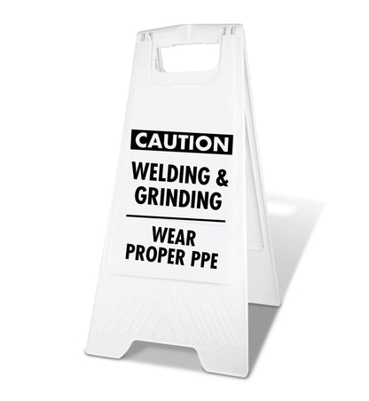 White A - Frame - Caution Welding & Grinding - New Signs