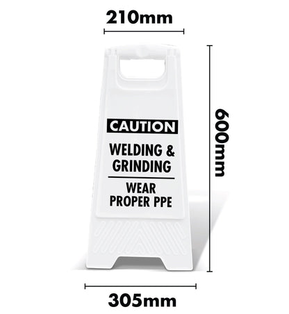 White A - Frame - Caution Welding & Grinding - New Signs