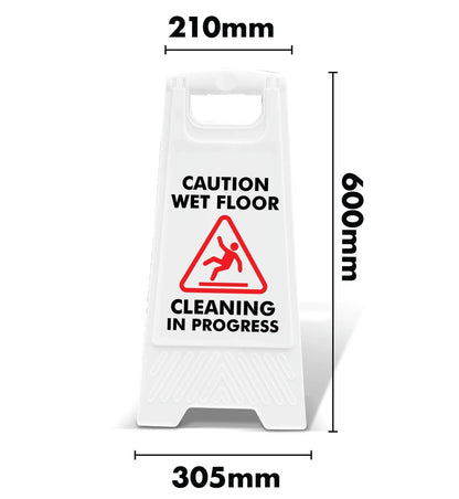 White A - Frame - Caution Wet Floor Cleaning In Progress - New Signs