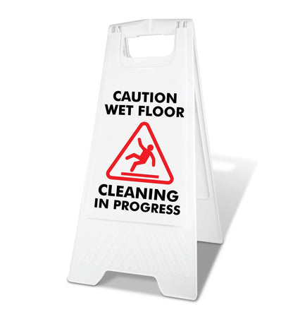 White A - Frame - Caution Wet Floor Cleaning In Progress - New Signs