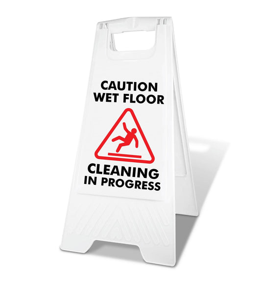 White A - Frame - Caution Wet Floor Cleaning In Progress - New Signs
