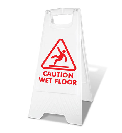 White A - Frame - Caution Wet Floor Red - New Signs