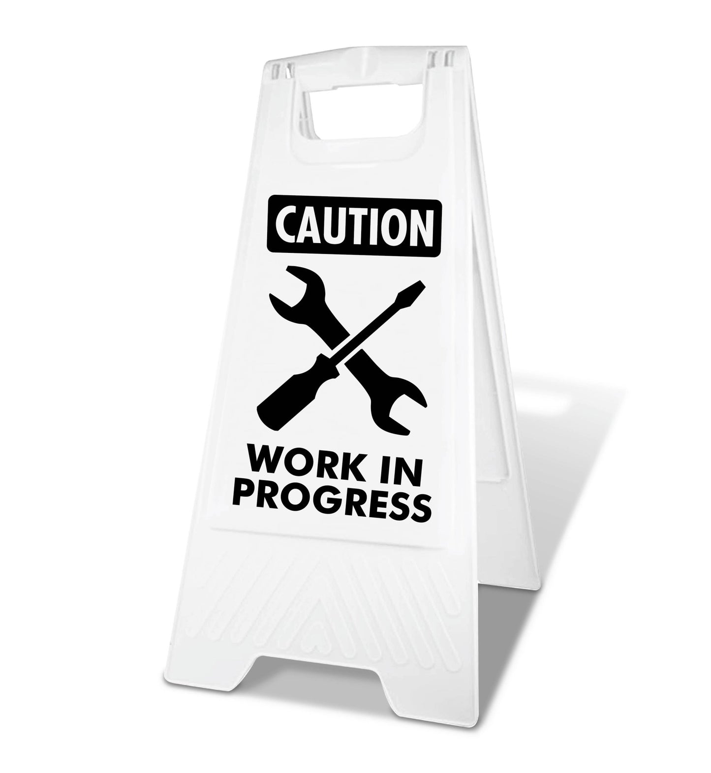 White A - Frame - Caution Work In Progress Symbol - New Signs