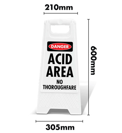 White A - Frame - Danger Acid Area No Thoroughfare - New Signs