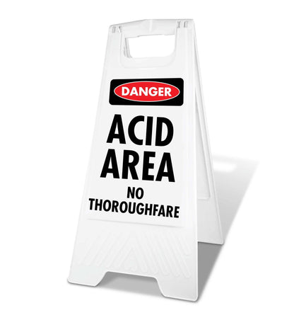 White A - Frame - Danger Acid Area No Thoroughfare - New Signs