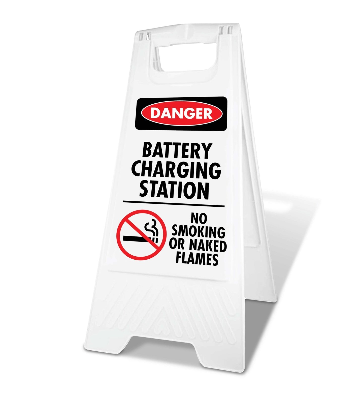 White A - Frame - Danger Battery Charging - No Smoking - New Signs