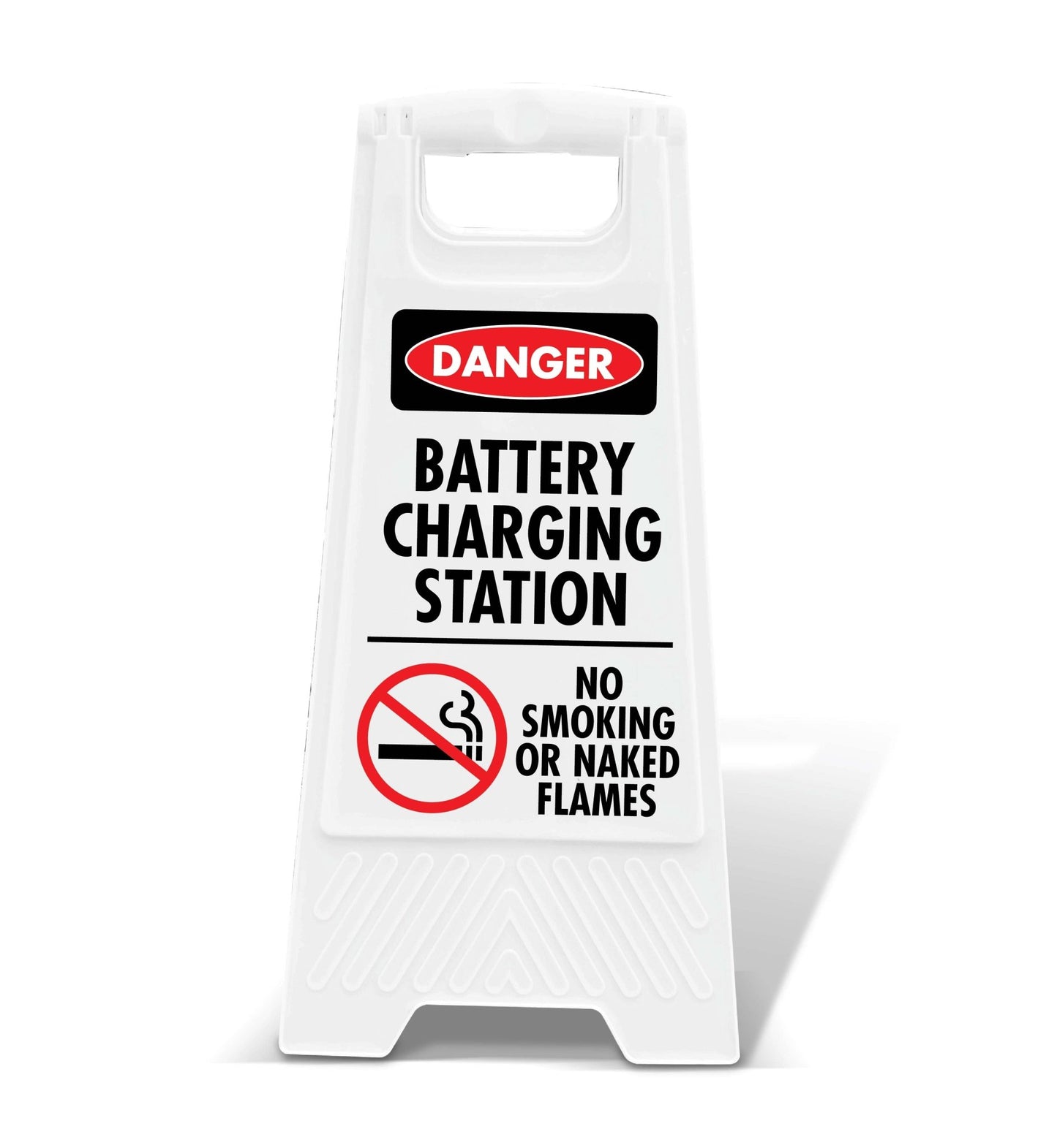 White A - Frame - Danger Battery Charging - No Smoking - New Signs