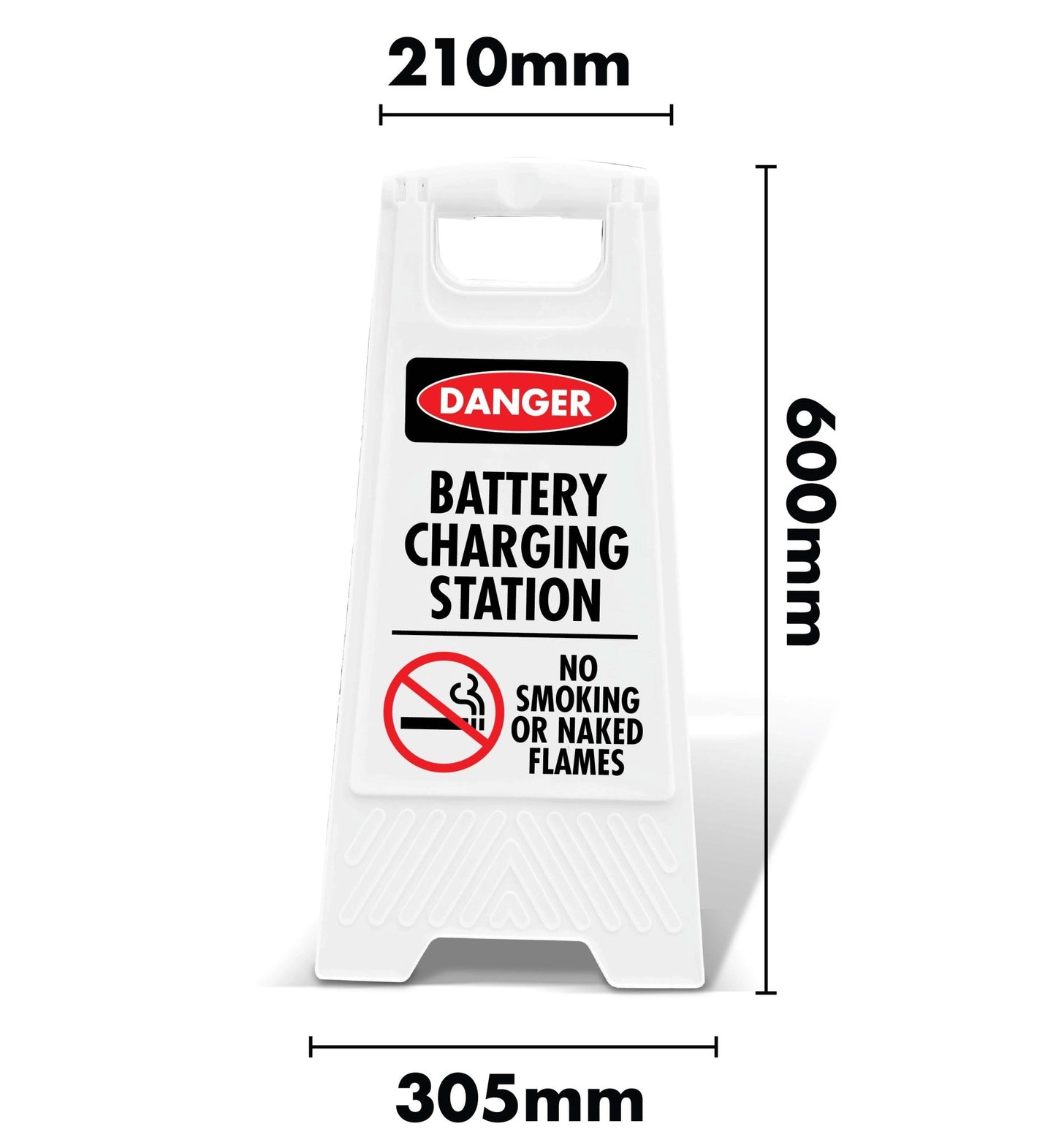 White A - Frame - Danger Battery Charging - No Smoking - New Signs