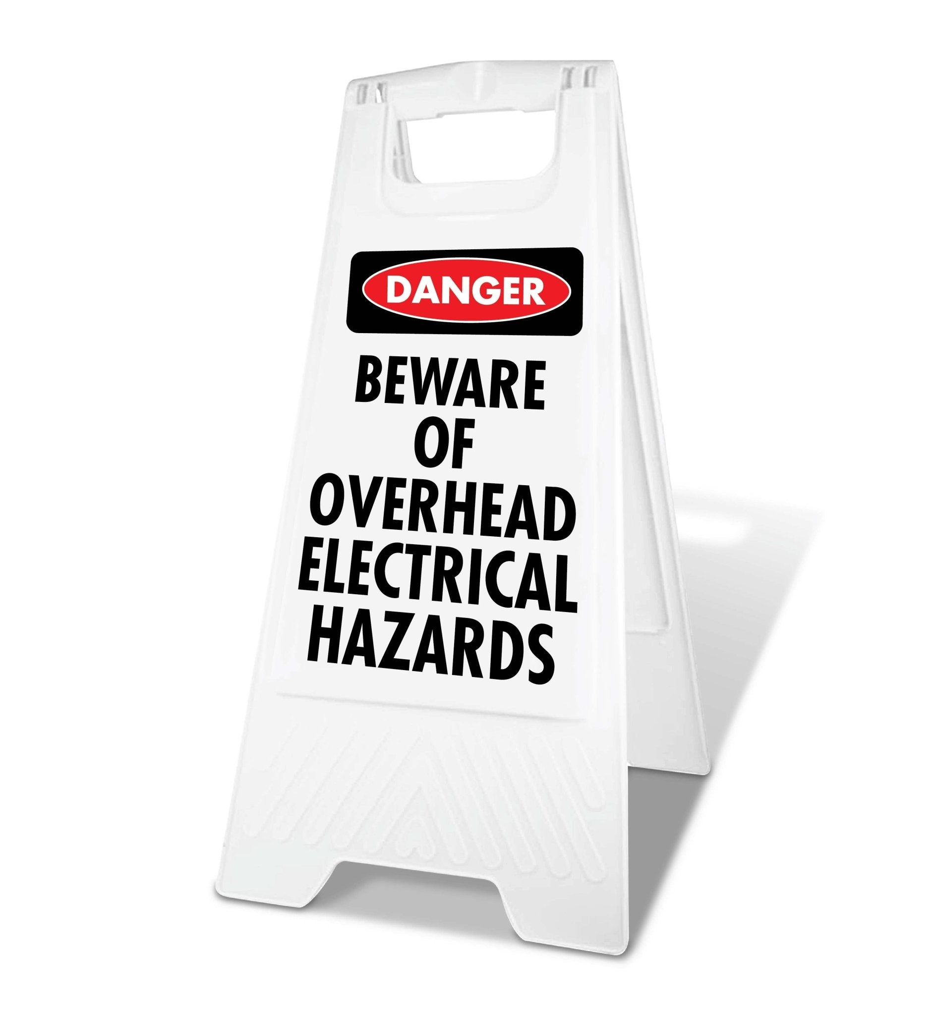 White A - Frame - Danger Beware Of Overhead Electrical Hazards - New Signs
