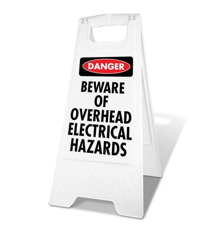White A - Frame - Danger Beware Of Overhead Electrical Hazards - New Signs