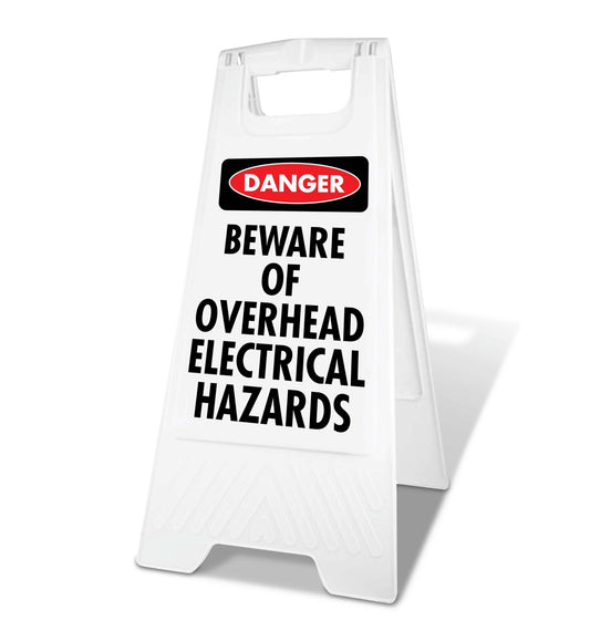 White A - Frame - Danger Beware Of Overhead Electrical Hazards - New Signs