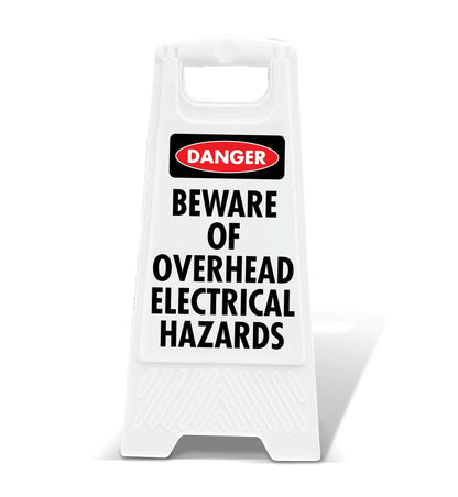 White A - Frame - Danger Beware Of Overhead Electrical Hazards - New Signs