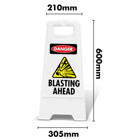 White A - Frame - Danger Blasting Ahead - New Signs