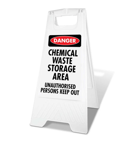 White A - Frame - Danger Chemical Waste Storage Area Unauthorised Persons Keep Out - New Signs