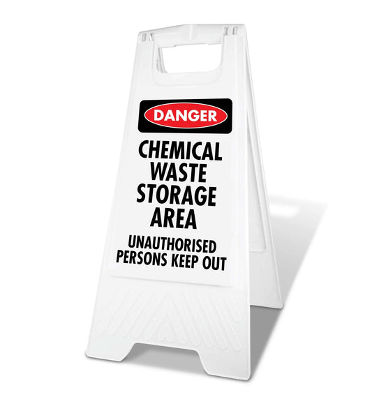 White A - Frame - Danger Chemical Waste Storage Area Unauthorised Persons Keep Out - New Signs