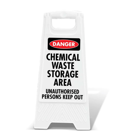 White A - Frame - Danger Chemical Waste Storage Area Unauthorised Persons Keep Out - New Signs