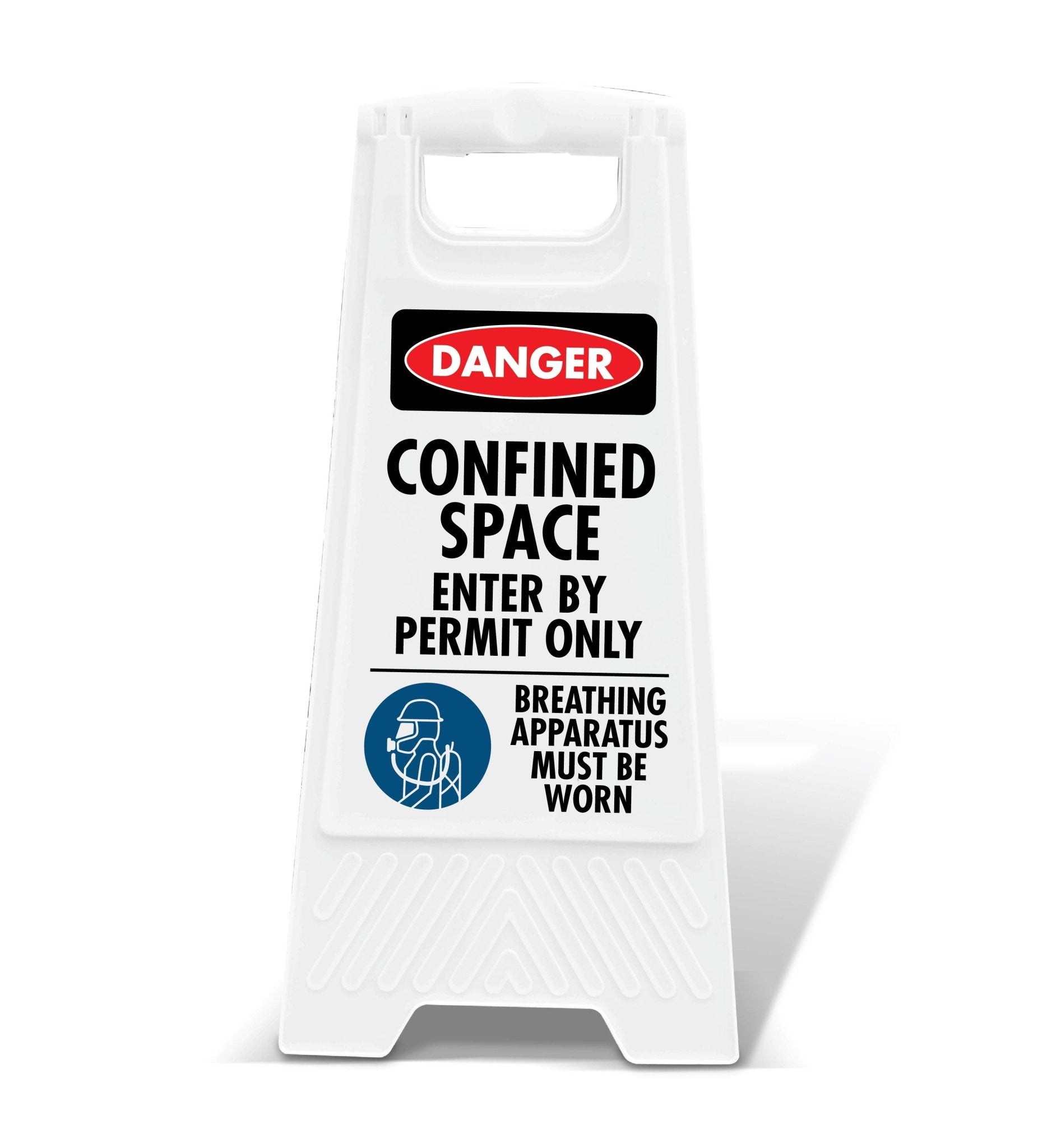White A - Frame - Danger Confined Space Enter by Permit Only Breathing Apparatus - New Signs