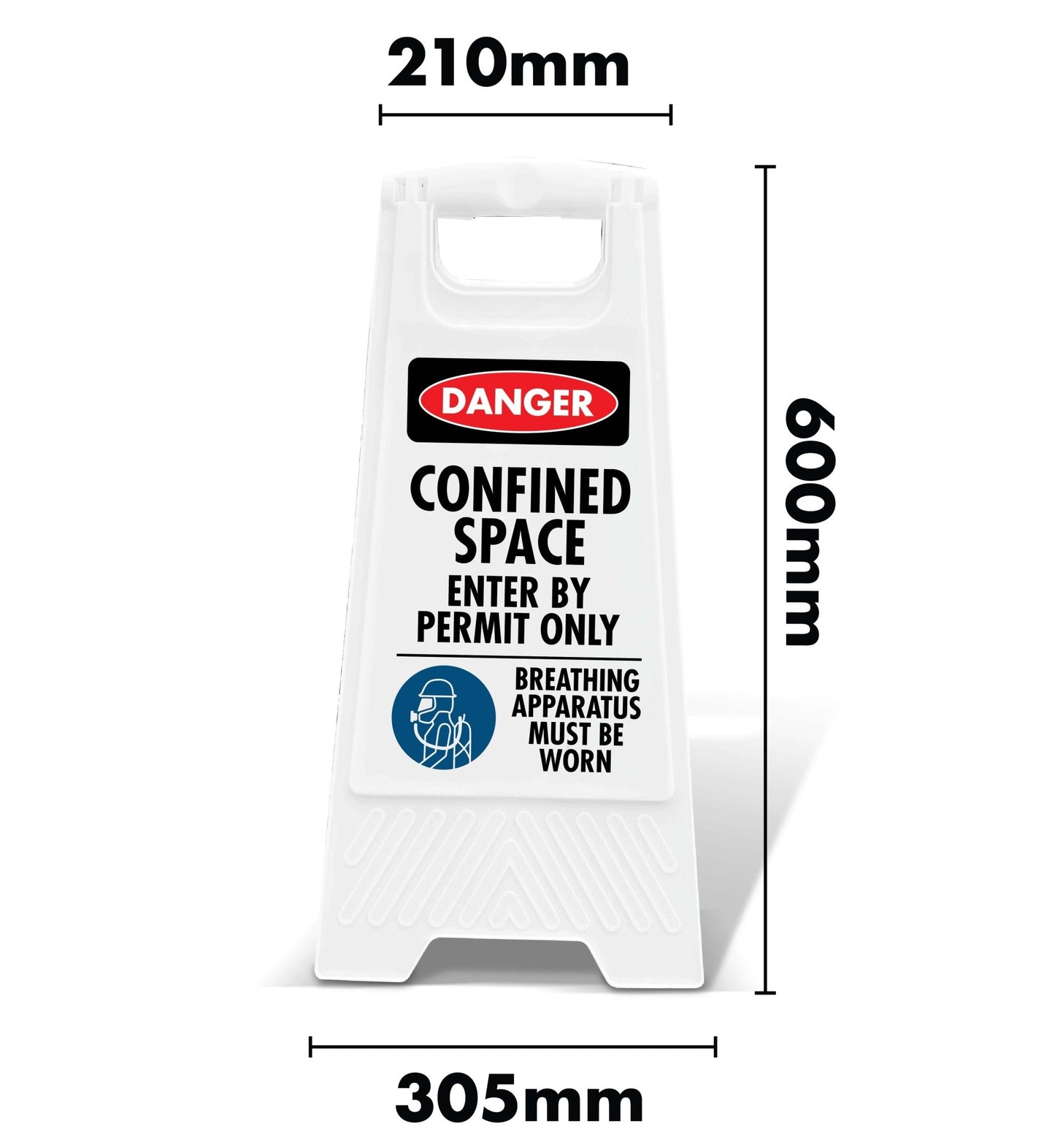 White A - Frame - Danger Confined Space Enter by Permit Only Breathing Apparatus - New Signs