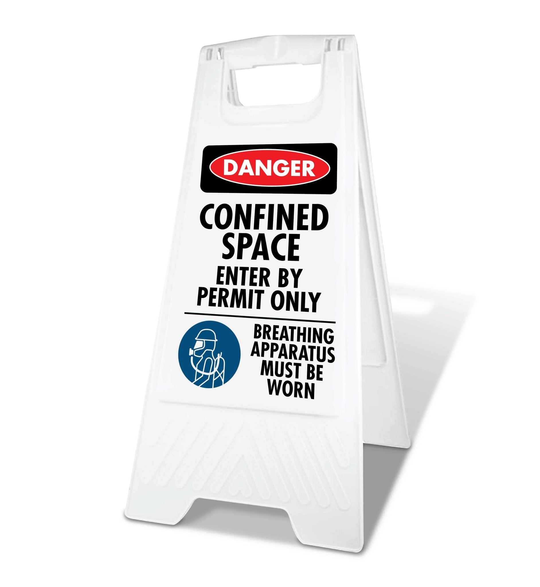 White A - Frame - Danger Confined Space Enter by Permit Only Breathing Apparatus - New Signs