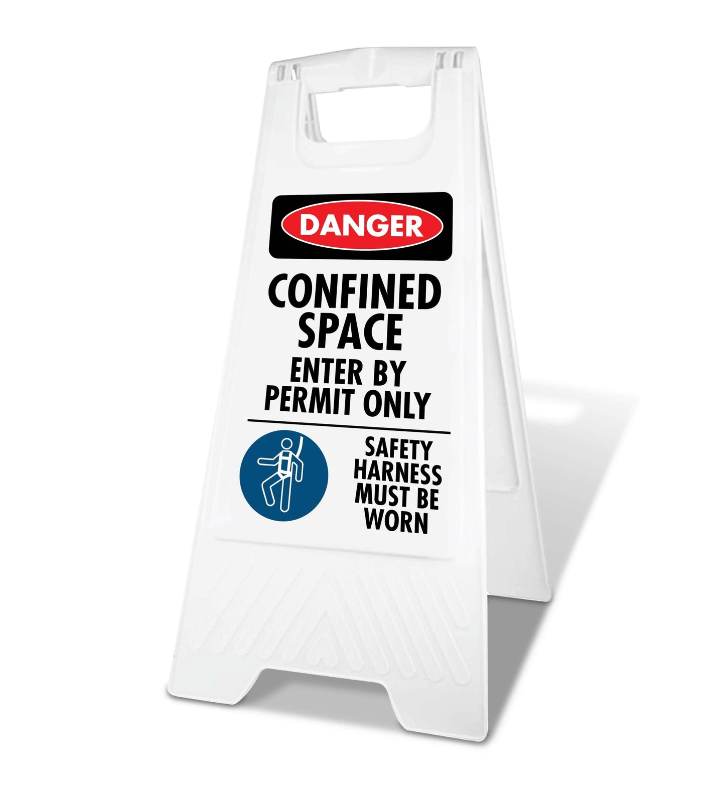 White A - Frame - Danger Confined Space Enter by Permit Only Safety Harness - New Signs