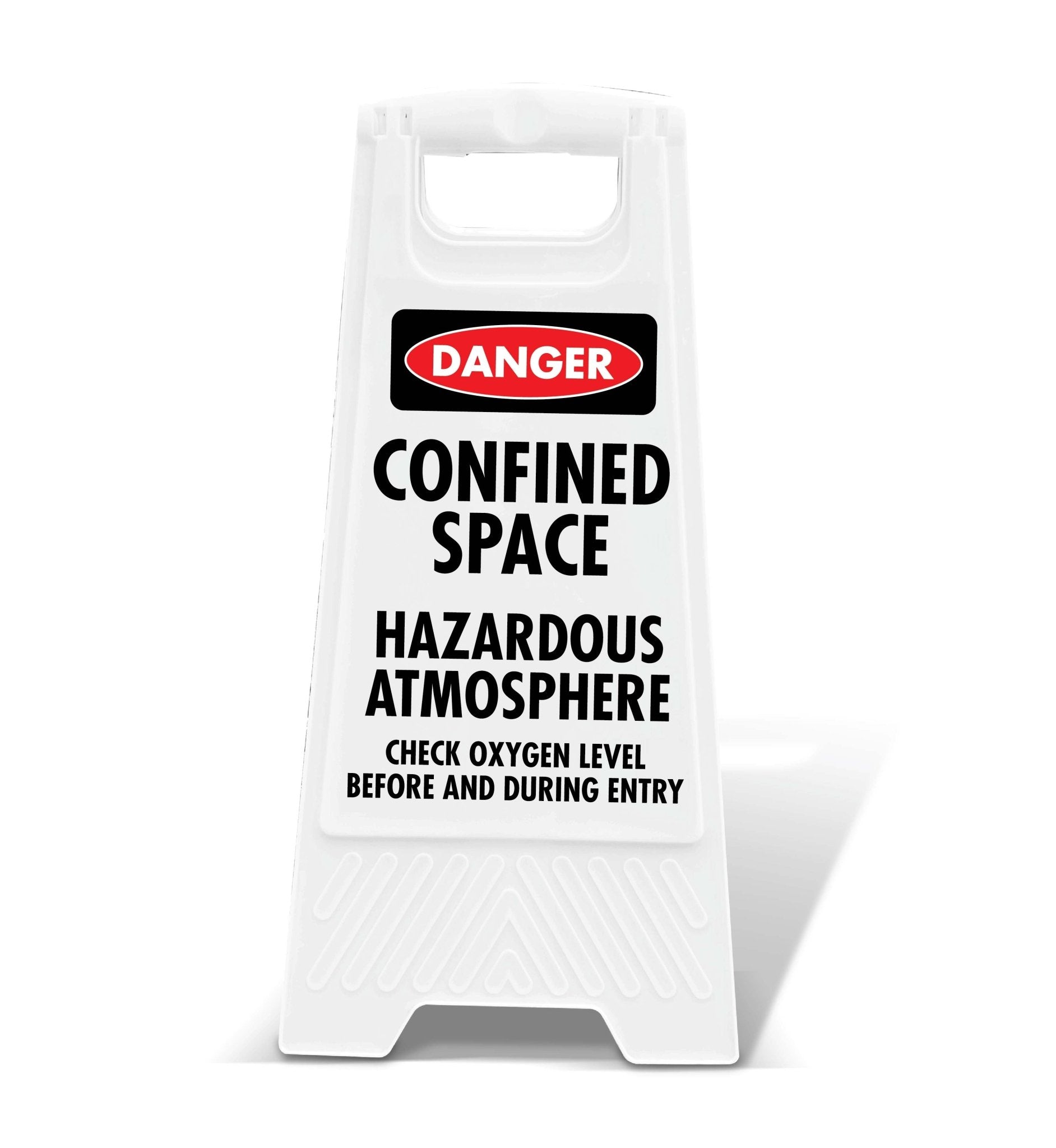 White A - Frame - Danger Confined Space Hazardous Atmosphere Check Oxygen - New Signs