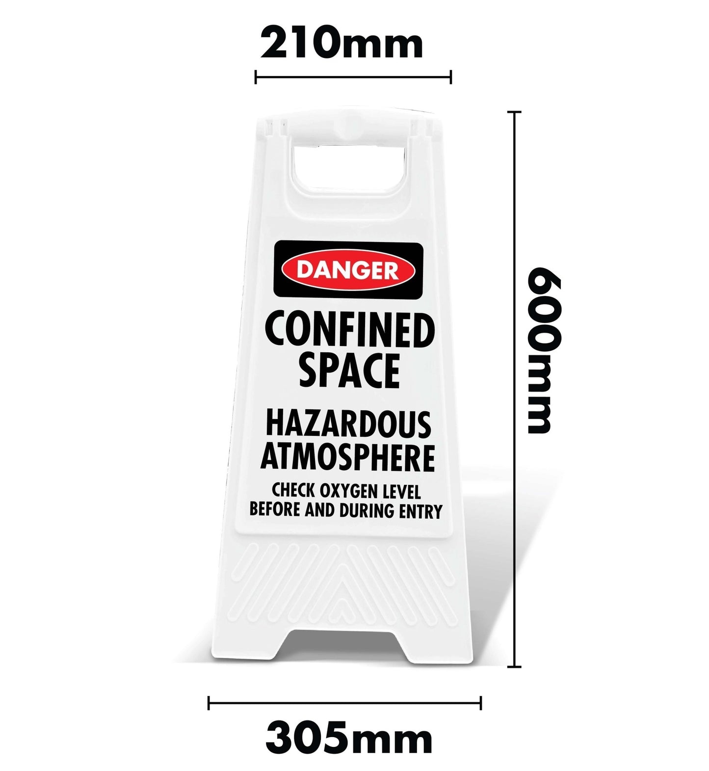 White A - Frame - Danger Confined Space Hazardous Atmosphere Check Oxygen - New Signs