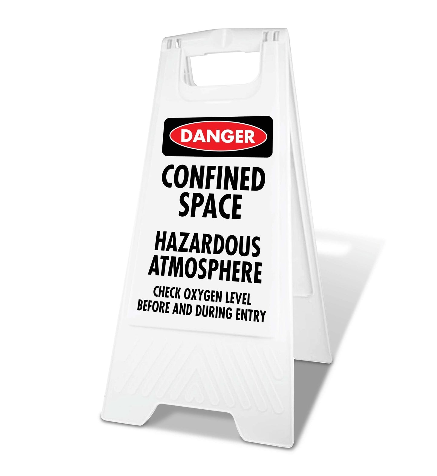 White A - Frame - Danger Confined Space Hazardous Atmosphere Check Oxygen - New Signs