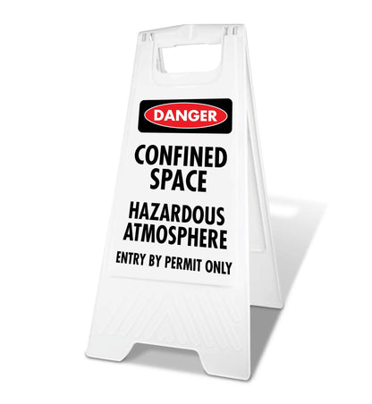 White A - Frame - Danger Confined Space Hazardous Atmosphere Entry By Permit Only - New Signs