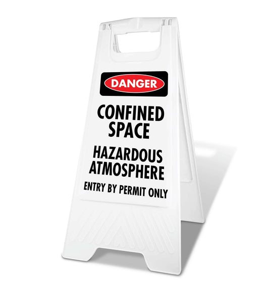 White A - Frame - Danger Confined Space Hazardous Atmosphere Entry By Permit Only - New Signs