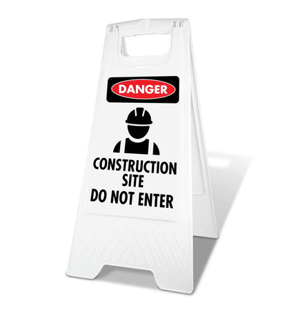 White A - Frame - Danger Construction Site Do Not Enter - New Signs