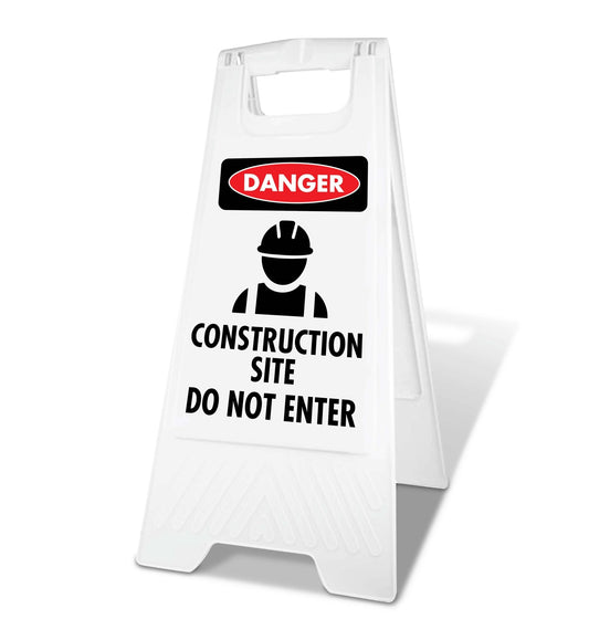 White A - Frame - Danger Construction Site Do Not Enter - New Signs