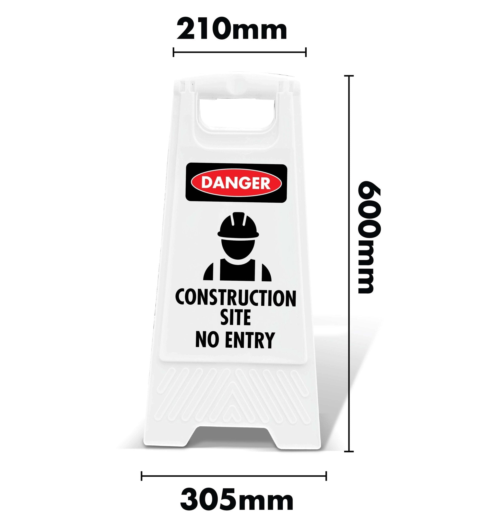 White A - Frame - Danger Construction Site No Entry - New Signs
