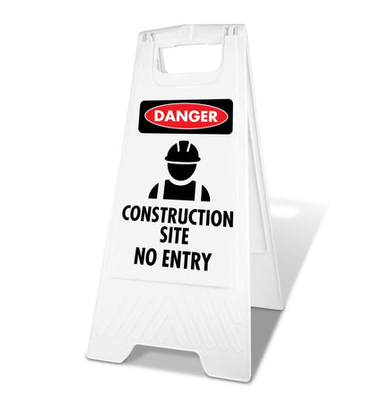 White A - Frame - Danger Construction Site No Entry - New Signs