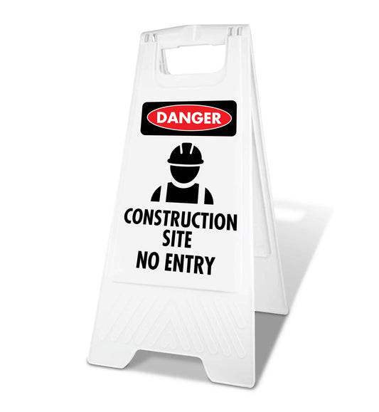 White A - Frame - Danger Construction Site No Entry - New Signs
