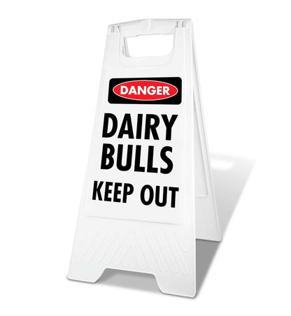 White A - Frame - Danger Dairy Bulls Keep Out - New Signs