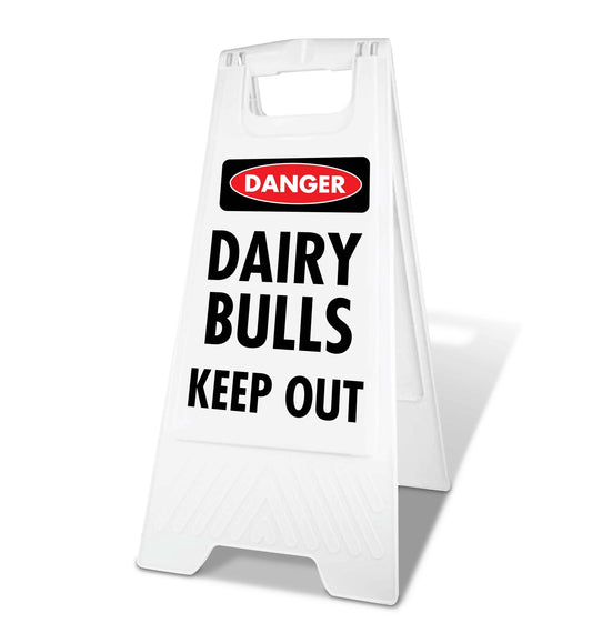 White A - Frame - Danger Dairy Bulls Keep Out - New Signs