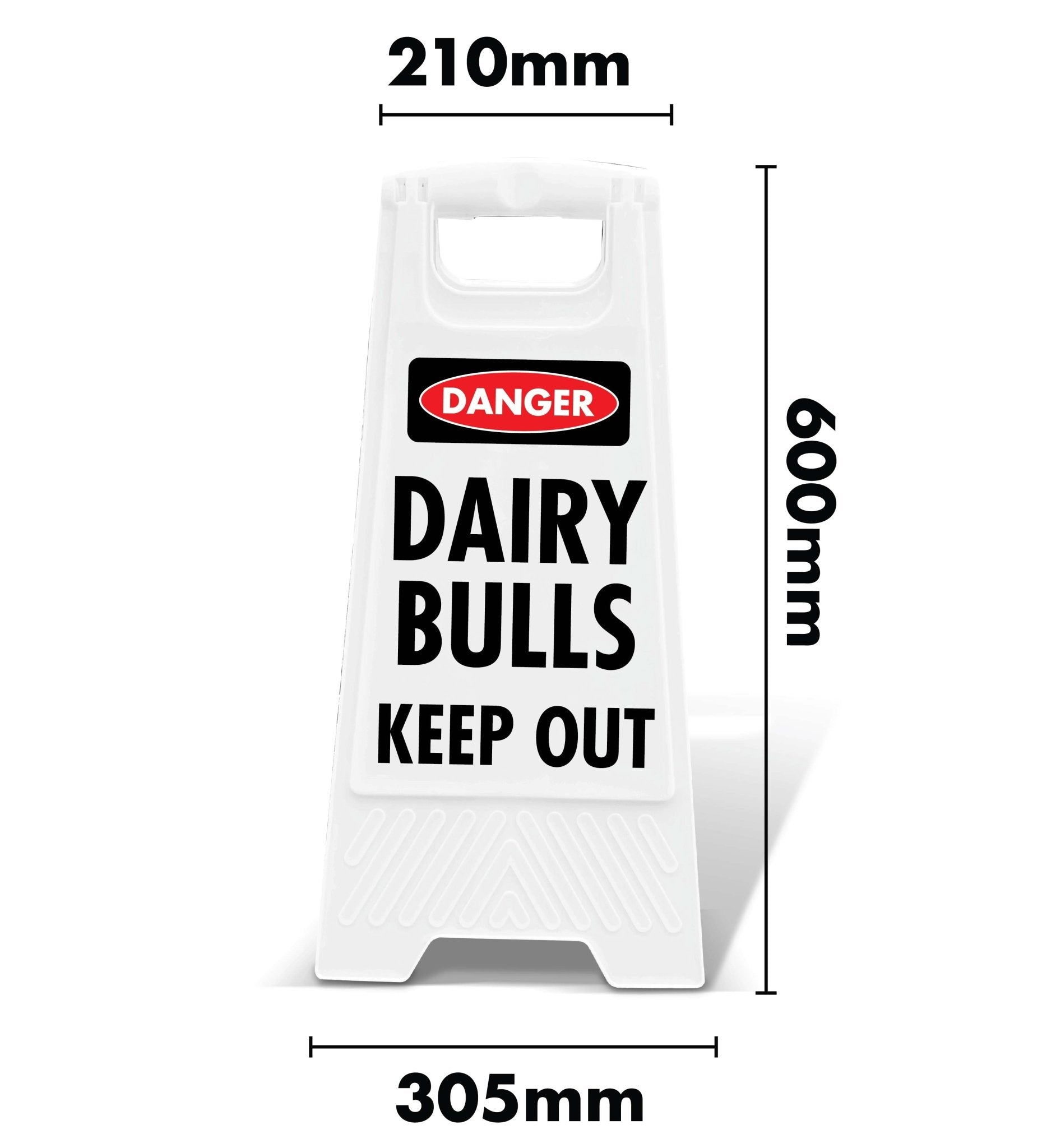 White A - Frame - Danger Dairy Bulls Keep Out - New Signs