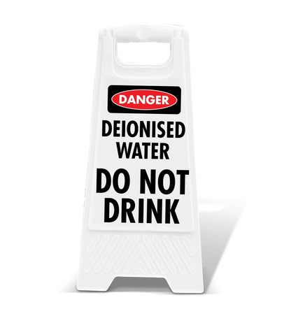 White A - Frame - Danger Deionised Water Do Not Drink - New Signs