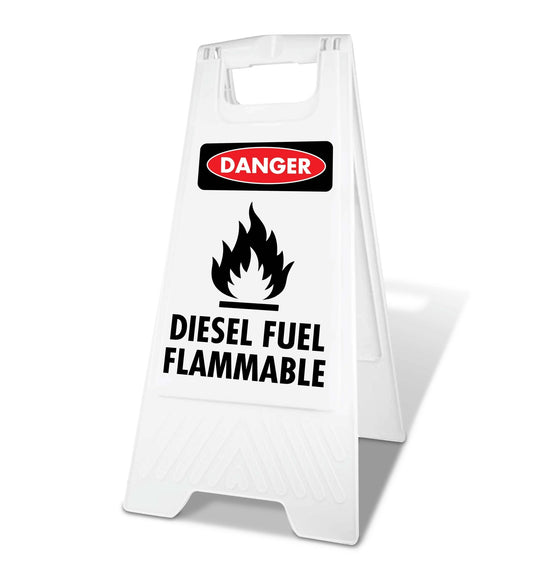 White A - Frame - Danger Diesel Fuel Flammable - New Signs